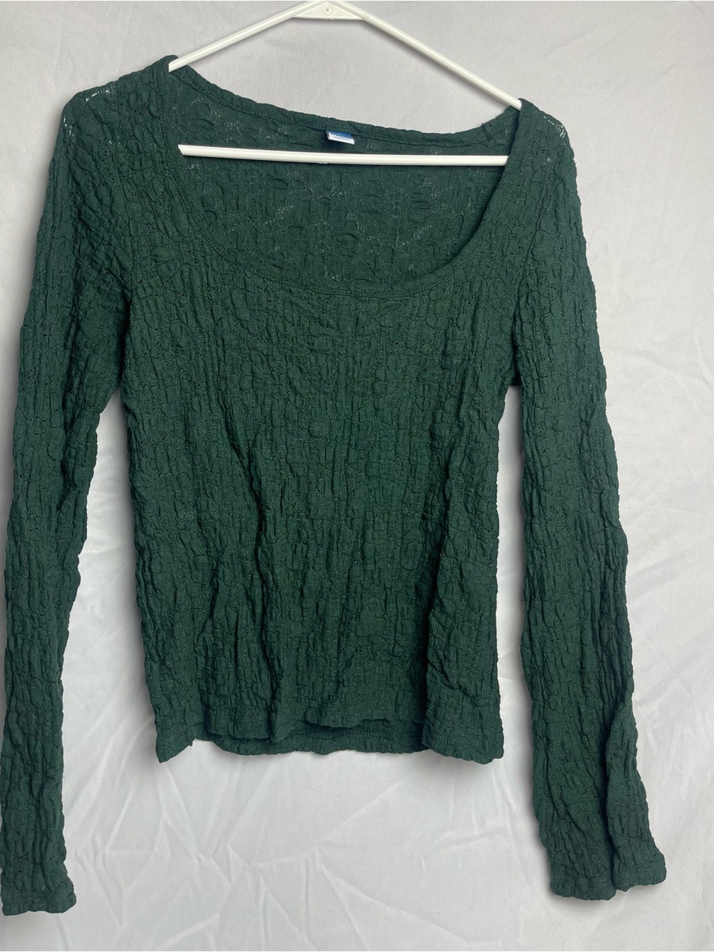Women’s Old Navy Textured Scoop Neck Long Sleeve Top - Dark Green